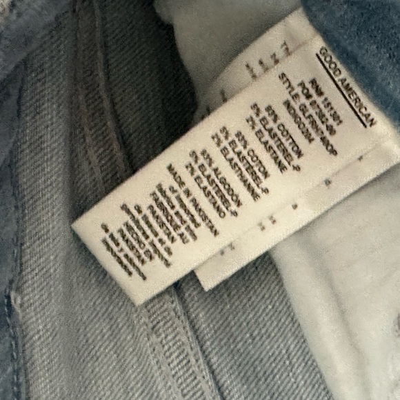 Good American Women’s Jeans Size 4 / 27 Light Wash Flare Raw Hem Stretch Denim - Picture 5 of 6